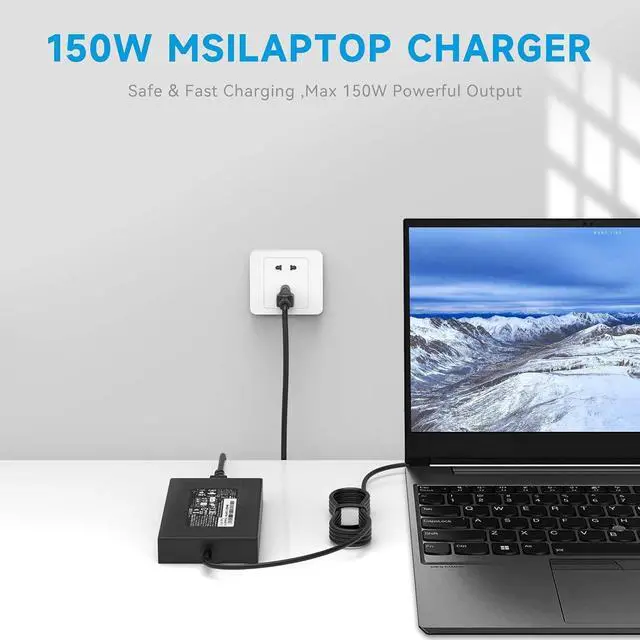 Alt view image 7 of 7 - 150W Laptop Charger Compatible with MSI Katana GF66 GF76, Sword 15, Pulse GL66 GL76, Crosshair 15 17, 20V 7.5A AC Adapter, Replacement for A18-150P1A, ONLY for 4.5mm Tip