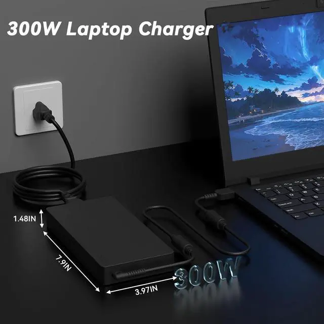 Alt view image 2 of 6 - 245W 300w Laptop Charger Fit for Lenovo Legion