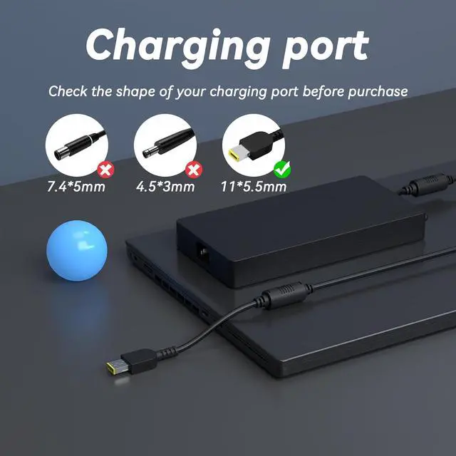 Alt view image 3 of 6 - 245W 300w Laptop Charger Fit for Lenovo Legion