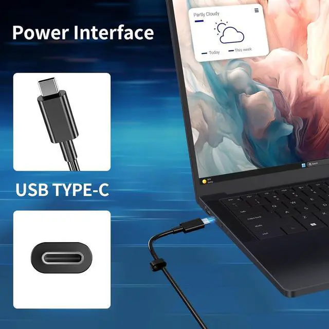 Alt view image 2 of 7 - 165W GaN USB C Laptop Charger for Dell XPS 17 9720 9730 Precision 5690 5680 3581 3580 Latitude 9440 7640 7340 5540 5440 5340 Inspiron 14 Plus 7430 AC Power Supply Adapter Cord