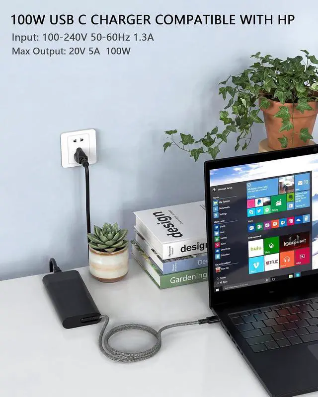 Alt view image 2 of 7 - 100W USB-C Charger Compatible with HP ZBook Firefly 14 16 G11