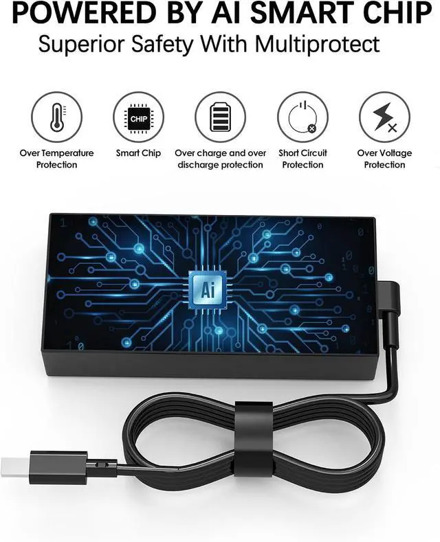 Alt view image 5 of 6 - 240W 200W Laptop Charger Compatible with ASUS ROG Zephyrus G16 G14 2024 2025 GA605 GU605 GA403 GA605WV GA605WI GU605MI GU605MU GA403UV GA403UU GA403UI ProArt PX13 P16 Power Adapter