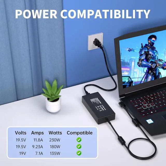 Alt view image 3 of 7 - 19.5V 11.8A 230W Laptop Charger for Acer Nitro 5 16 17 14 Predator Helios 300 PH315-53 54 55 AN16-51 AN17-71 Predator Triton 300 500 Aspire 7 A715-41G A715-42G Laptop Power Supply Adapter-5.5 * 1.7MM