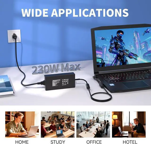 Alt view image 7 of 7 - 19.5V 11.8A 230W Laptop Charger for Acer Nitro 5 16 17 14 Predator Helios 300 PH315-53 54 55 AN16-51 AN17-71 Predator Triton 300 500 Aspire 7 A715-41G A715-42G Laptop Power Supply Adapter-5.5 * 1.7MM