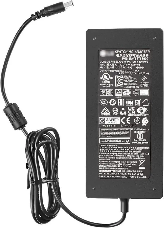 Main image of New AC Adapter Slim 140W 19V 7.37A ADS-150KL-19N-3 190140E EAY65768902 A40-Z7370R190-140G0-E EAY65919101 for LG 32BL95U 34GK950G 34GK950F 34GK950F-B 34UM95-PE 34UM94-PD 34UC87M + Cord