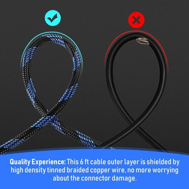 Alt view image 4 of 7 - Kanayu 30 Pack 4K Cable Compatible with HDMI Port Electronic Cable for High Speed Transmitting 18Gbps Braided Cord Compatible with Projector,Laptop,Monitor, Television, Computer(Blue,10 ft)