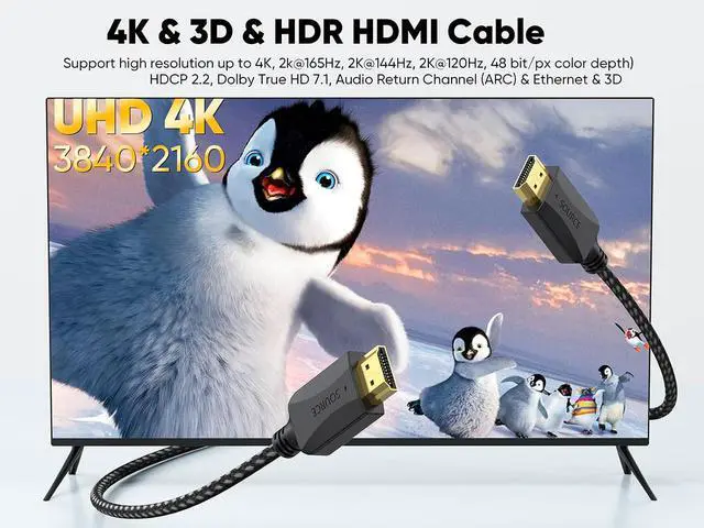 Alt view image 2 of 7 - 3FT HDMI Cable 2-Pack & 1.5FT DP to HDMI Cable 5-Pack Bundle: 4K@60Hz HDMI & DP to HDMI Cables with HDR, ARC, HDCP 2.2 for Multi-Monitor Setup, PC, Gaming, Office, and Home Theater