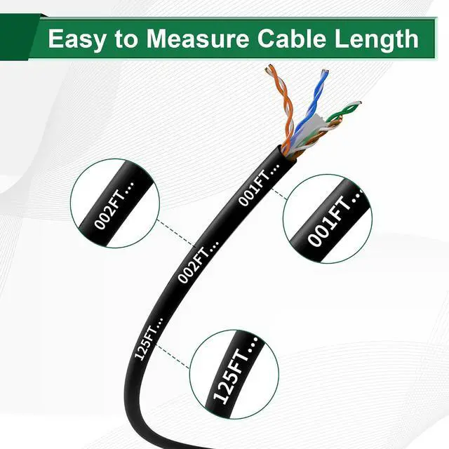 Alt view image 4 of 6 - Adoreen Bulk Cat 6 Ethernet Cable 500 Ft Black, Easy Pull Box, 24AWG CCA, 10Gbps 550Mhz, POE,Soft Flexible Smooth UTP Internet Network Cable-Running FT Count
