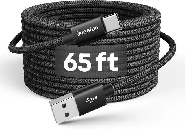 Main image of CLEEFUN Extra Long USB C Cable, 65ft / 20M, USB to USB C Power Cable - 65 Foot Type C Charging Cord (No Data) for USB-C Phone, Tablet, PS5, Switch & More, Nylon Braided
