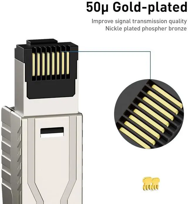Alt view image 4 of 7 - 12-Pack Cat 8 RJ45 Connectors Tool Free, Cat8 Field Termination Plug Shielded RJ45 Modular Plugs for 2000MHz 2GHz 40G Double Shielded Solid LAN Cable 22AWG-24AWG