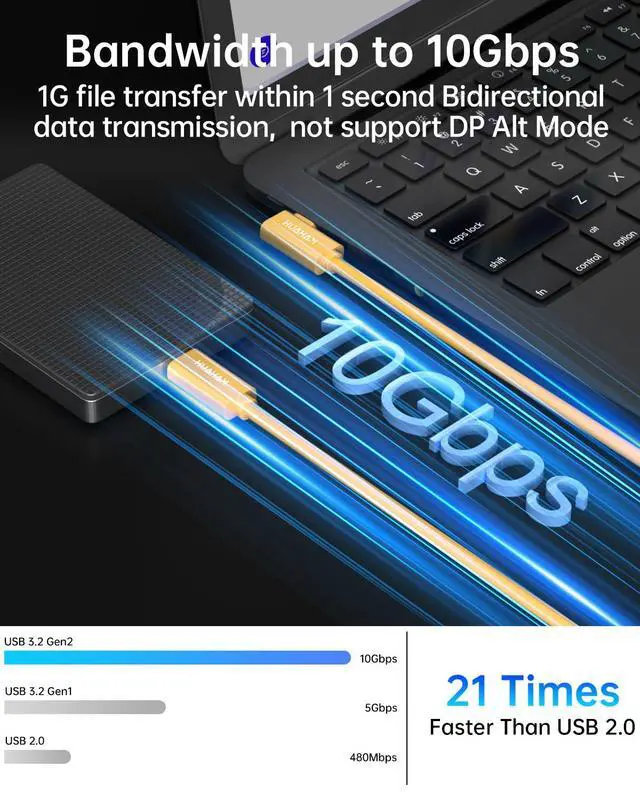 Alt view image 3 of 7 - Fiber Optic USB C Tethering Cable 15FT, Right Angle 10Gbps Bidirectional Data Transfer & PD 60W USB 3.2 Gen2 Cable with German SiliconLine Chip for VR/Camera/Computer/Sony/Nikon/Canon/FujiFilm