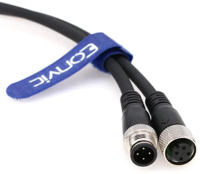 Alt view image 4 of 5 - Industrial 10M Black M12 A Code 4 Pin Male to Female Sensor Cable, Cat 6 Ethernet, Profibus Compatible