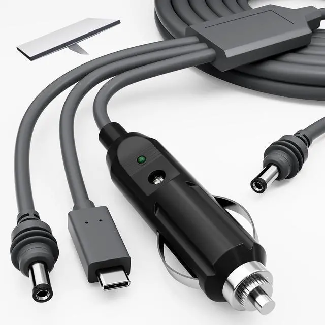 Main image of RVMARINEPAT Starlink Mini Power Cable 3-in-1 33FT/10M USB-C to DC 12-24V Car Power Cord, 100W Waterproof Cigarette Lighter Plug DC Male Input Charging Extension Cable for Starlink Mini