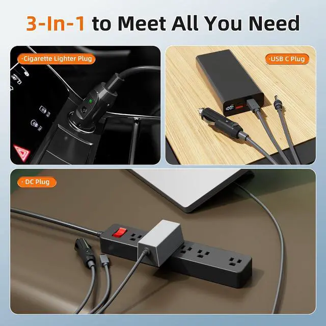 Alt view image 2 of 6 - RVMARINEPAT Starlink Mini 3-in-1 DC Power Cable 16FT, USB-C 12-24V Cigarette Lighter Plug & DC Male Cord Input Power Cable, Waterproof Power Cord Accessories for Starlink Mini
