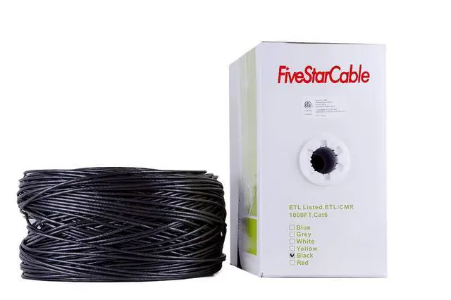 Alt view image 2 of 7 - Cat6 CMR 1000 Ft 23AWG Riser Rated Solid Bare Copper Cable 4 Twisted Pair UTP Bulk Ethernet Router Network POE Security Camera Cable LAN Cable PVC Black