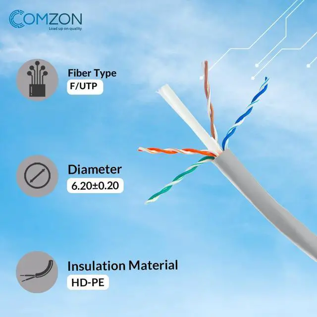 Alt view image 5 of 7 - COMZON Shielded Cat5e Solid Copper Ethernet Cable, F/UTP, POE Compliant, Pullbox, 1000 Foot, Gray