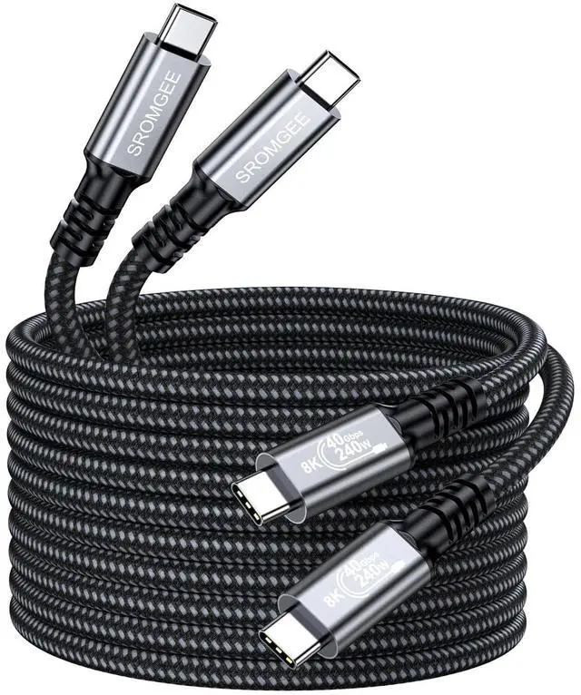 Main image of USB 4 Cable 10FT 2-pack, 40Gbps 240W Fast Charging USBC 4 Monitor Cord Supports 8K@60Hz, USB-C to USB-C 4 Cable Compatible with Thunderbolt 4/3, MacBook, iPhone 17/16/15, SSD, Dell, XPS, HP Laptop