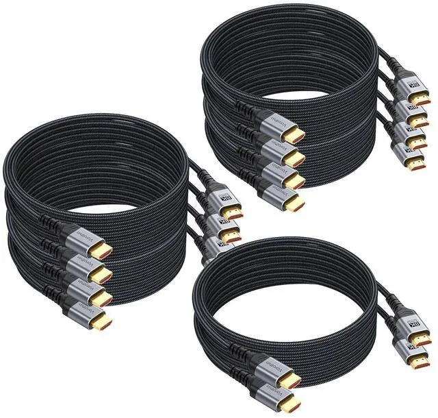 Main image of 8K HDMI Cable 6FT 10-Pack, 48Gbps High Speed Braided HDMI 2.1 CL3 Rated Cord for Smart Monitor with Streaming TV, 4K@120Hz/144Hz 8K@60Hz, HDR10, DTS:X,eARC/ARC for PC Laptop, Monitor, HDTV,Soundbar