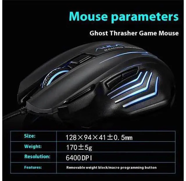 Alt view image 6 of 7 - S18 II RGB Gaming Mouse - Wired Ergonomic PC Gamer with 7 Customizable Buttons, 20 Million Clicks, 4000 DPI, Red Light Tracking, Compatible with Windows 10/7/XP (Black)