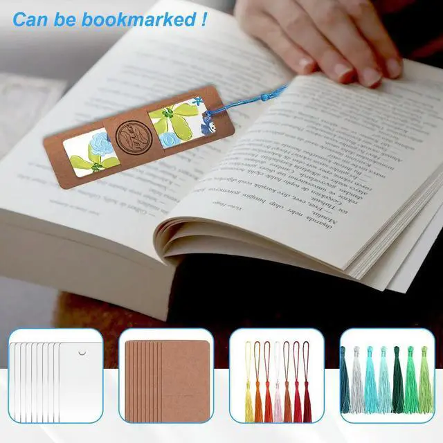 Alt view image 3 of 3 - 90Pcs Resin Bookmark Holder,30Pcs Kraft Bookmark Sleeves 30Pcs Clear Acrylic Bookmarks 30Pcs Colorful Bookmark Tassels