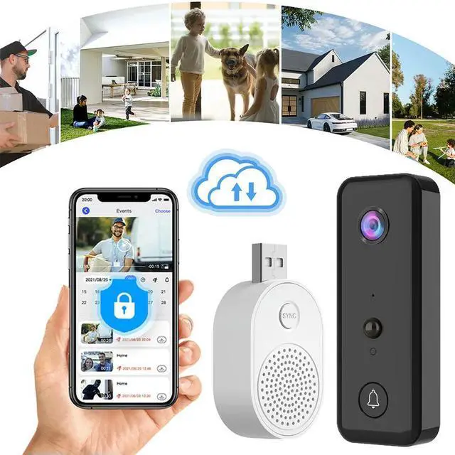 Alt view image 5 of 6 - Video Doorbell 2-Way Audio Door Bell PIR Motion Detection for Home Office