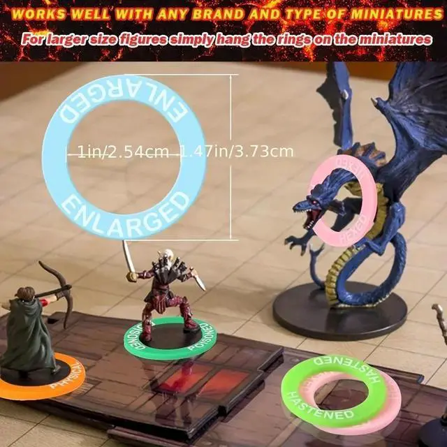 Alt view image 3 of 6 - Dungeons & Dragons Status Effect Acrylic Rings RPG Condition Markers for Tabletop Gaming