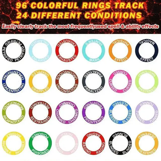 Alt view image 6 of 6 - Dungeons & Dragons Status Effect Acrylic Rings RPG Condition Markers for Tabletop Gaming