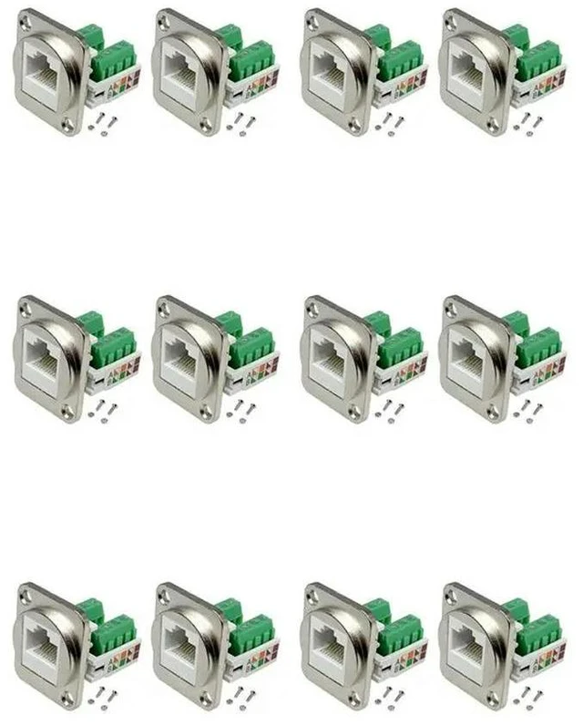 Alt view image 4 of 6 - 12PCS RJ45 Panel Mount Screw Terminal Adapter, RJ45/8P8C Female Panel Mount Connector, RJ45 Solderless Terminal Extender