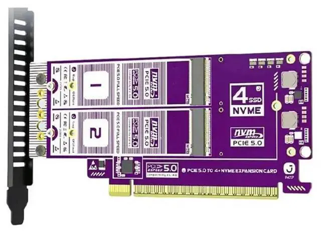 Alt view image 4 of 6 - X16 Pcie 5.0 Quad M. 2 Expansion Card- Supports 512Gbps Dual-Sided Slot Adapter Card For Pcie 4.0/3.0