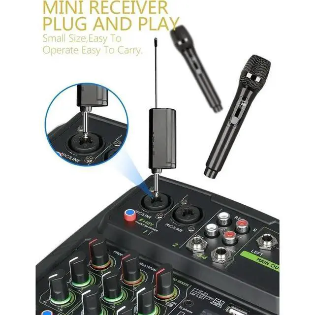 Alt view image 5 of 6 - UHF Microphone With Rechargeable Receiver Karaoke Set For Singing, DJ Party, Church Speech,Home KTV