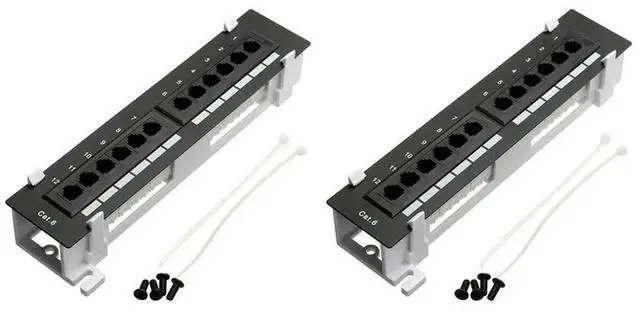 Alt view image 4 of 6 - 2X Network Tool Kit 12 Port CAT6 Patch Panel RJ45 Networking Wall Mount Rack With Surface Wall Mount Bracket