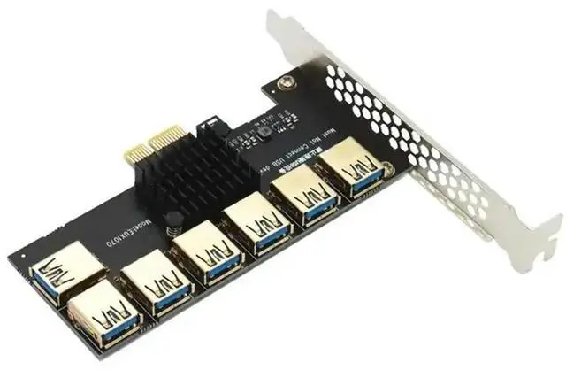 Alt view image 4 of 6 - USB 3.0 PCI-E Pcie 1 To 7 Riser Card PCI-Express Multiplier Hub Adapter X1 To X16 For Bitcoin BTC Mining Miner