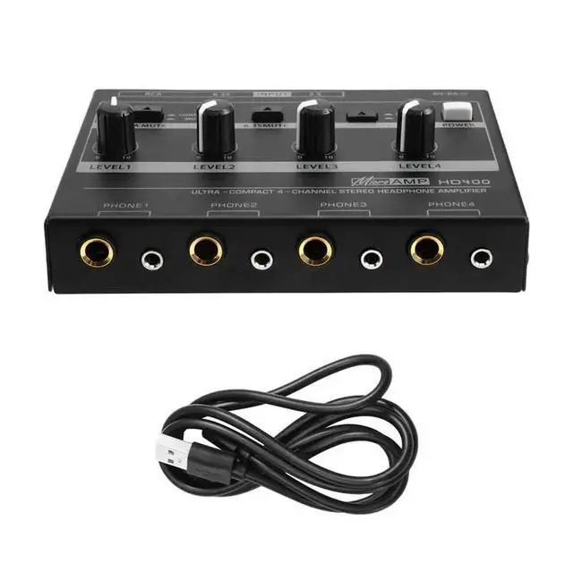 Alt view image 4 of 6 - HD400 4-Channel Headphone Amplifier Device Supports 8 Channels Signal Splitter Functionality