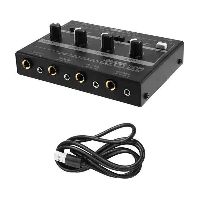 Alt view image 5 of 6 - HD400 4-Channel Headphone Amplifier Device Supports 8 Channels Signal Splitter Functionality