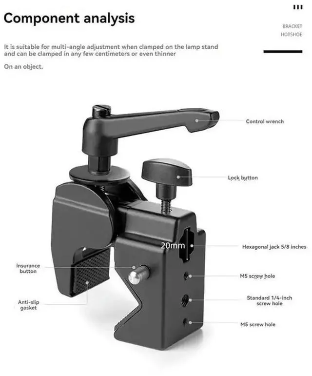 Alt view image 5 of 6 - Claw Clamp Fixing Clip Aluminum Alloy Bike Handlebar For Camera For Photography Vlog Eagle Beak Clip