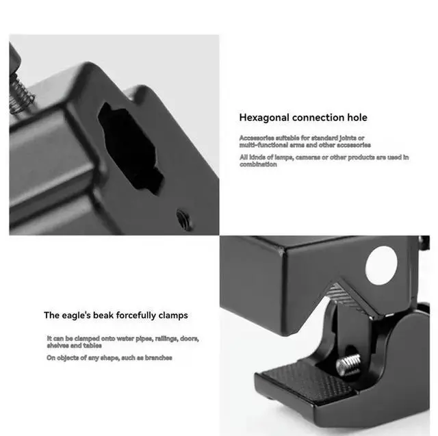 Alt view image 6 of 6 - Claw Clamp Fixing Clip Aluminum Alloy Bike Handlebar For Camera For Photography Vlog Eagle Beak Clip