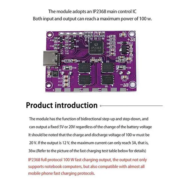 Alt view image 5 of 6 - 4X IP2368 Bidirectional 100W Fast Charging Module Buck-Boost Type-C Interface 4S Lithium Fast Charging Board
