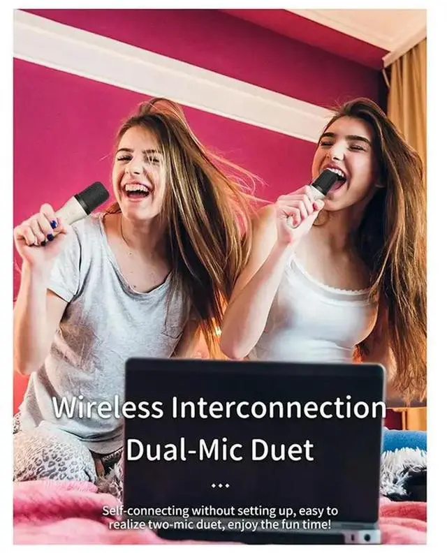 Alt view image 2 of 3 - Home Karaoke Bluetooth Speaker Audio With 2 Microphones Cute Design Ideal For Kids Gift Singing