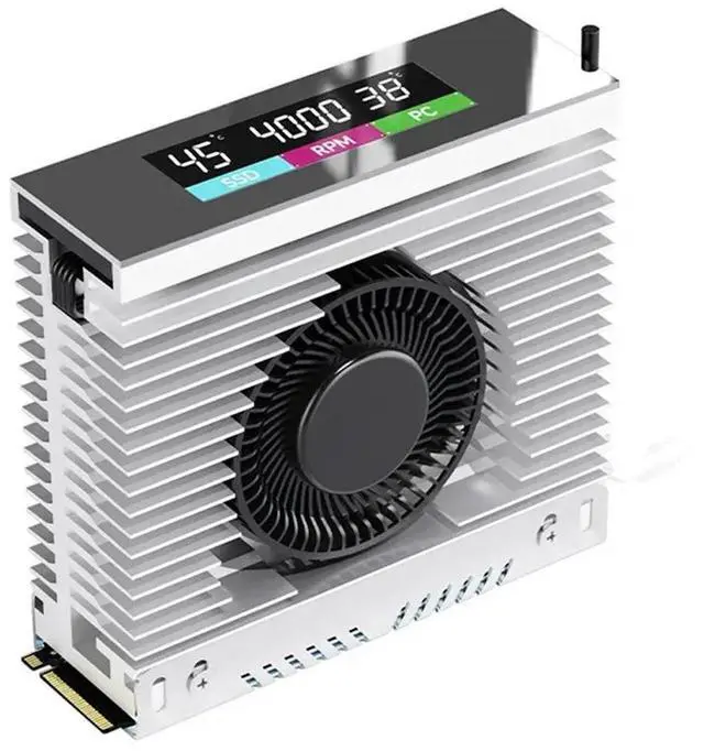 Main image of S50 M.2 2280 Solid State Drive Cooler With ligent Temperature Control PWM Turbine Fan IPS Color Screen MCU Silver