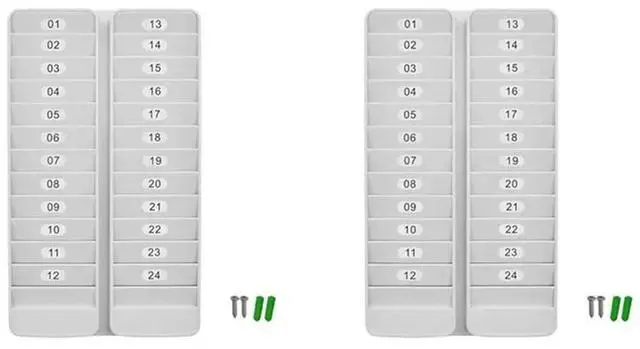 Main image of 2X Badge Rack Wall Mount 24, Card Holder To Keep Swipe Cards, Room VIP ID Lightweight Durable Plastic, Gray 24 Slots