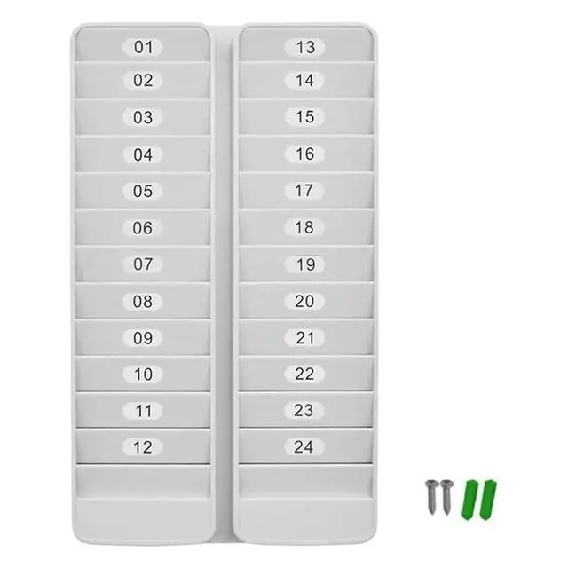 Alt view image 2 of 3 - 2X Badge Rack Wall Mount 24, Card Holder To Keep Swipe Cards, Room VIP ID Lightweight Durable Plastic, Gray 24 Slots