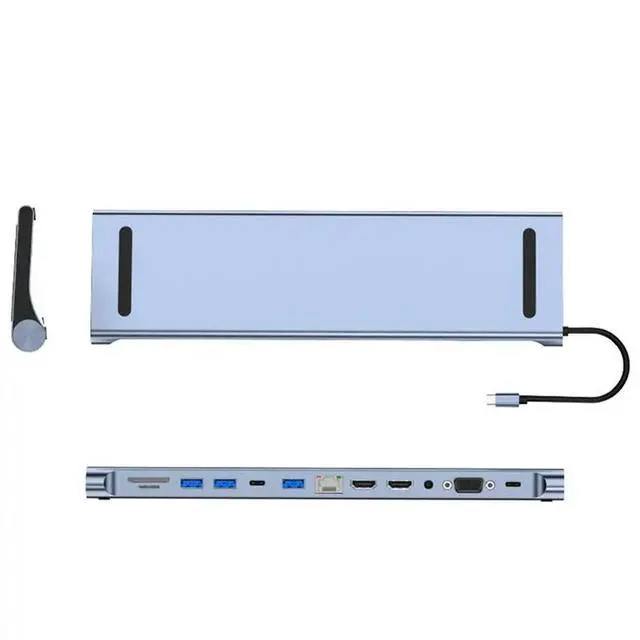 Alt view image 3 of 3 - USB C Hub 12 In 1 USB C Adapter With 4K -Compatible VGA USB-C Thunderbolt 3 Gigabit Ethernet Audio SD/TF For
