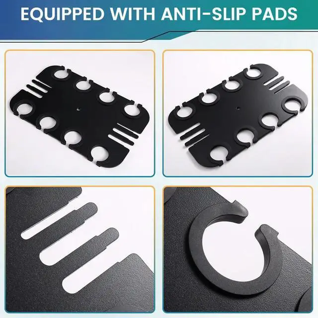 Alt view image 2 of 2 - Anti-Slip Ring 8 Slot Microphone Holder Tray 3/8" Threaded,Mic Organizer Display With Cable Management Slot