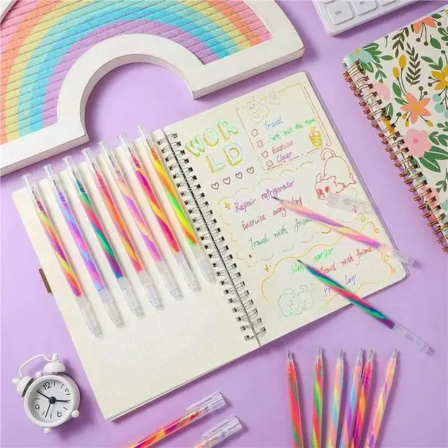 Alt view image 2 of 3 - 72 Pcs Rainbow Gel Pens Color Changing Glitter Neon Gel Pens Rainbow Pens For Adult Coloring Book