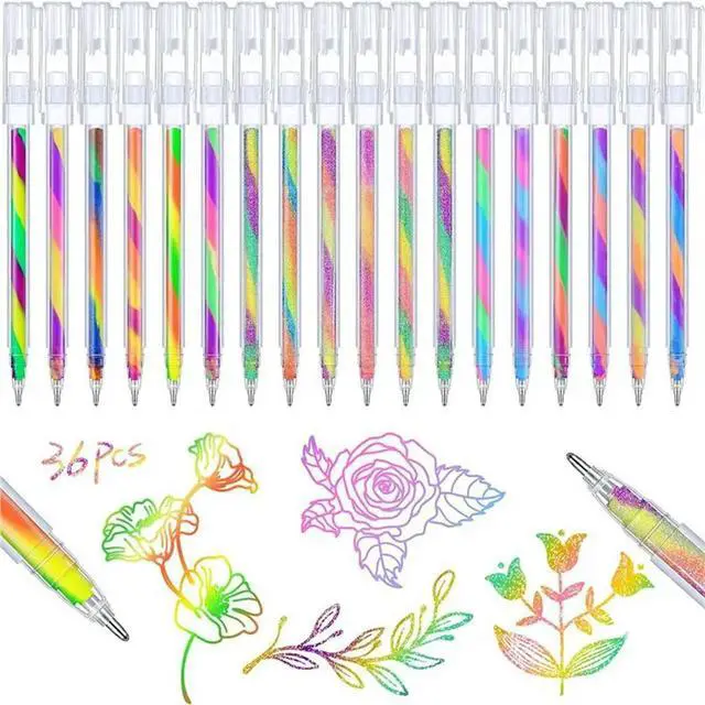 Alt view image 3 of 3 - 72 Pcs Rainbow Gel Pens Color Changing Glitter Neon Gel Pens Rainbow Pens For Adult Coloring Book