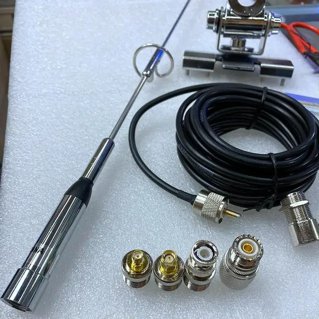 Alt view image 2 of 3 - 4 Connector +NL-770S Dual Band Antenna RB-400 Antenna Mount Bracket Clip 5M Coaxial Cable Kit For Car Radio KT8900
