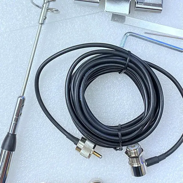 Alt view image 3 of 3 - 4 Connector +NL-770S Dual Band Antenna RB-400 Antenna Mount Bracket Clip 5M Coaxial Cable Kit For Car Radio KT8900
