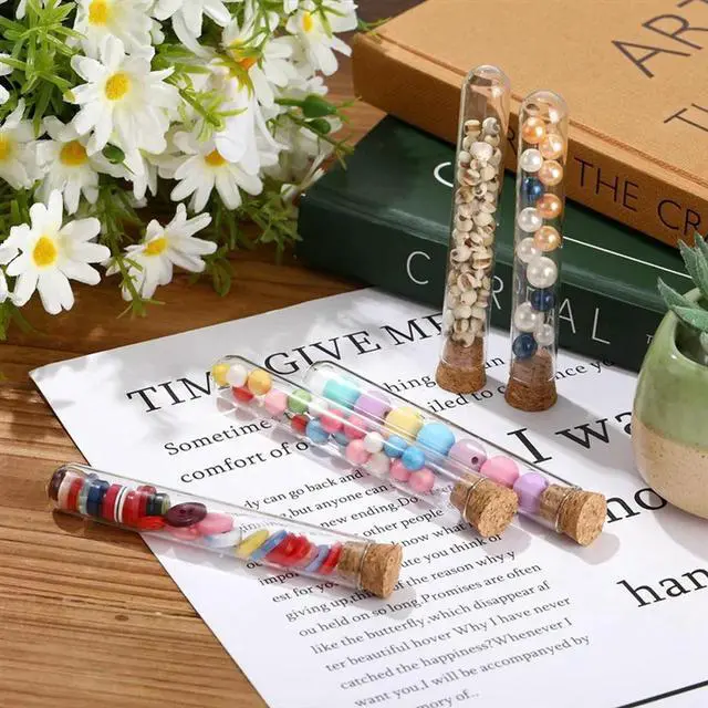Alt view image 2 of 3 - 100PCS Test Tubes Test Tubeswith Cork Clear Stoppers Round Bottom Test Alcohol Tampons Tubes Container(15X100mm/13Ml)