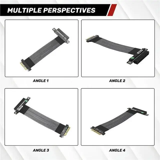 Alt view image 2 of 3 - K28SF-BK PCIe 5.0 x4 to x8 Riser Cable 15cm High-Speed Flexible Gen5 128Gbps Server/PC Extension