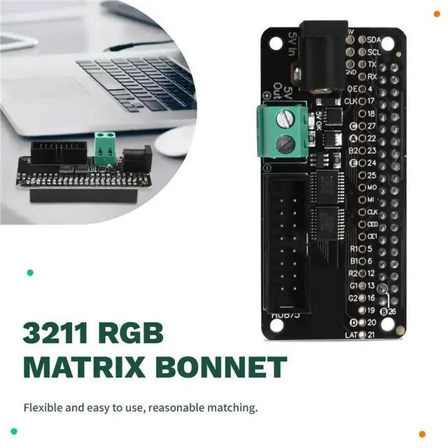 Main image of For Raspberry Pi Compatible 3211 RGB Matrix Bonnet, 64X32 32X32 LED Panel Driver HAT,For Raspberry Pi 4B 3B+ Zero